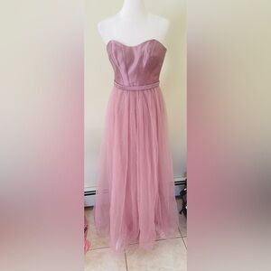 oleg cassini Strapless A-Line Tulle Midi Dress purple bridesmaid prom Sz 0